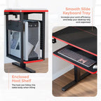 57 inch Electric Standing Desk Adjustable Height L Shaped Desk with Keyboard Tray and Host Shelf