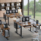 57 inch Electric Standing Desk Adjustable Height L Shaped Desk with Keyboard Tray and Host Shelf