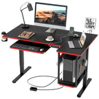57 inch Electric Standing Desk Adjustable Height L Shaped Desk with Keyboard Tray and Host Shelf