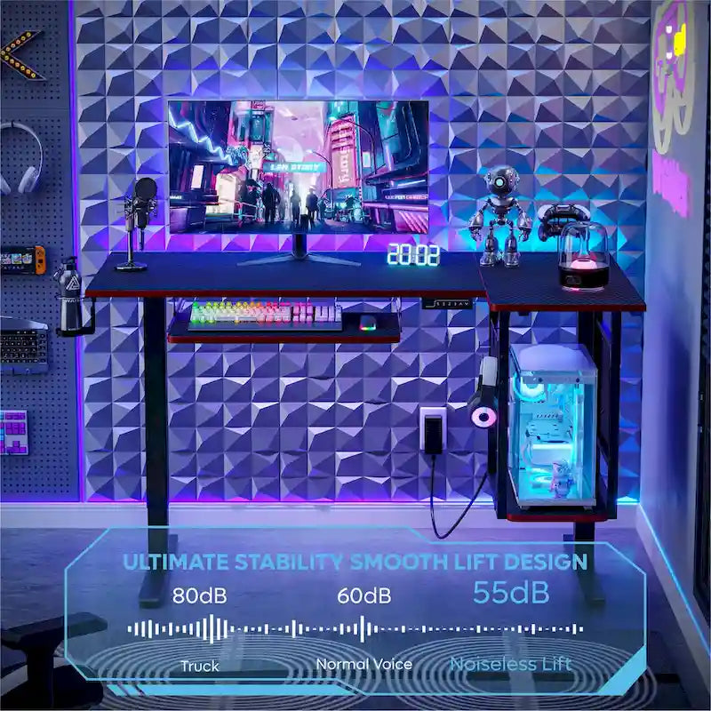 57 inch Electric Standing Desk Adjustable Height L Shaped Desk with Keyboard Tray and Host Shelf