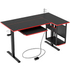 57 inch Electric Standing Desk Adjustable Height L Shaped Desk with Keyboard Tray and Host Shelf