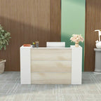 Timechee Reception Desk Counter with Adjustable Shelf Storage