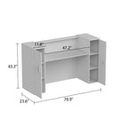 Timechee Reception Desk Counter with Adjustable Shelf Storage