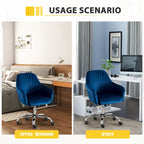 Modern Velvet Office Leisure Chair with Adjustable Height and Casters