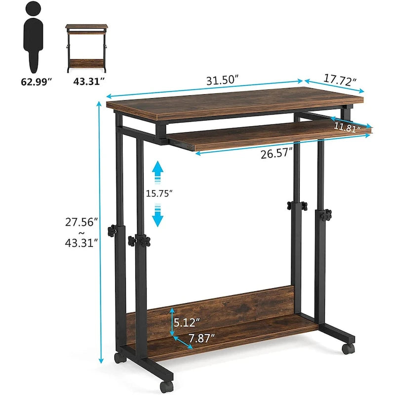 Portable Laptop Desk for Sofa and Bed, Height Adjustable Small Standing Table