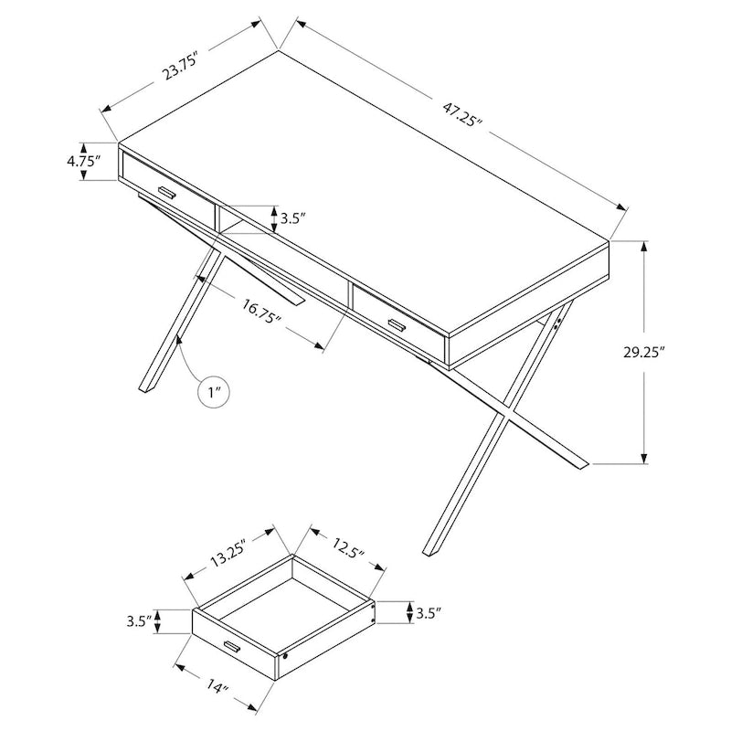 Monarch Specialties 48  Desk with Drawers and Open Shelf