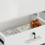 Reception Desk L-Shaped Front Counter Table w/ Storage Shelf by Timechee