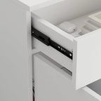 Reception Desk L-Shaped Front Counter Table w/ Storage Shelf by Timechee