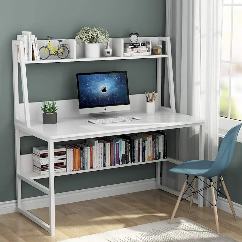 47 Inches Computer Desk with Hutch and Bookshelf