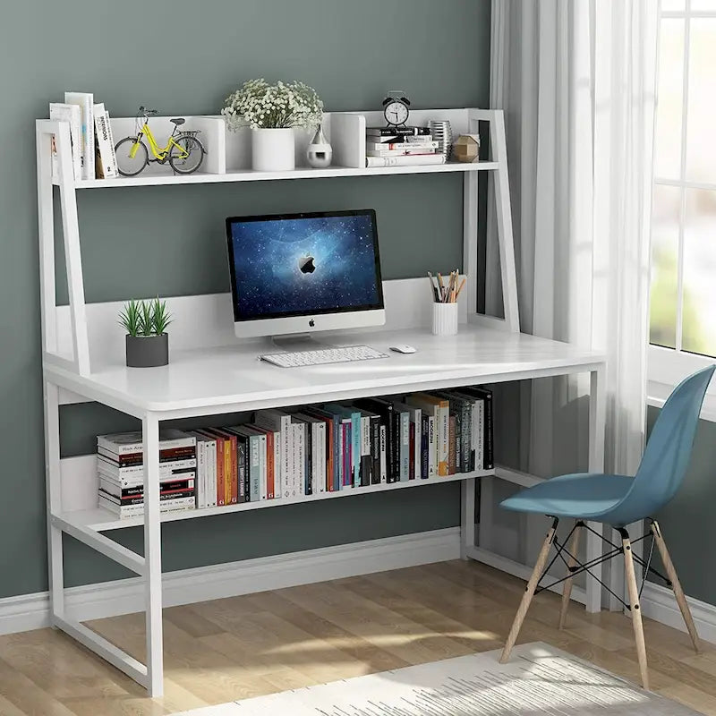 47 Inches Computer Desk with Hutch and Bookshelf