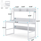 47 Inches Computer Desk with Hutch and Bookshelf