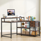 Modern L Shaped Computer Desk with Drawer and storage shelf