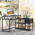 Modern L Shaped Computer Desk with Drawer and storage shelf