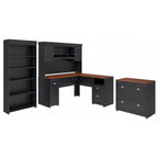 Fairview 60W Desk with Hutch, Cabinet and Bookcase by Bush Furniture