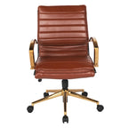 OSP Home Furnishings Gold Base Mid-back Faux Leather Office Chair
