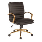 OSP Home Furnishings Gold Base Mid-back Faux Leather Office Chair