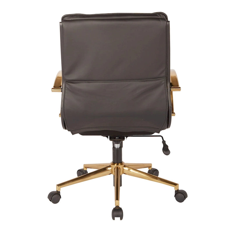 OSP Home Furnishings Gold Base Mid-back Faux Leather Office Chair