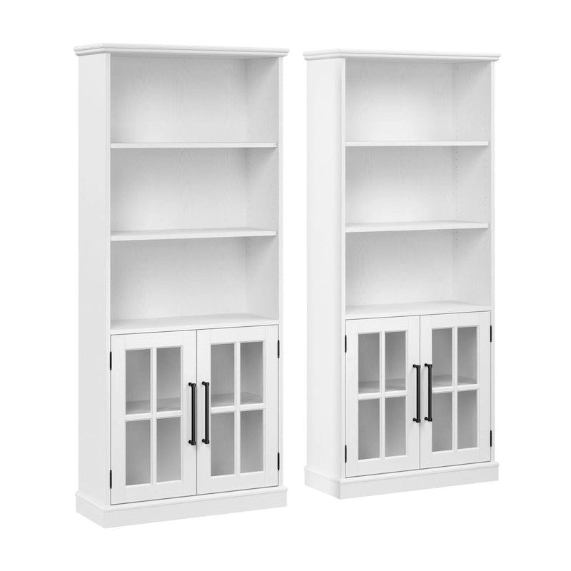 Westbrook 5 Shelf Bookcase with Doors - Set of 2 by Bush Furniture