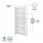 Fairview Antique White 5-shelf Bookcase - Antique - 29.57 L x 12.09 W x 68.94 H