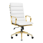 LUXMOD Office Chair Faux Leather Gold Frame Adjustable and Swivel