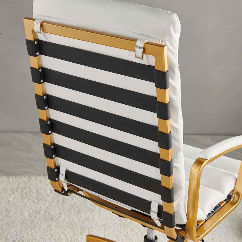 LUXMOD Office Chair Faux Leather Gold Frame Adjustable and Swivel