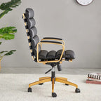 LUXMOD Office Chair Faux Leather Gold Frame Adjustable and Swivel