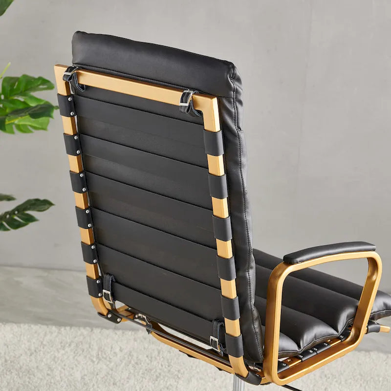 LUXMOD Office Chair Faux Leather Gold Frame Adjustable and Swivel