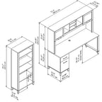 Somerset 72W Office Desk with Hutch and 5 Shelf Bookcase in Ash Gray