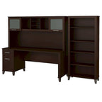 Somerset 72W Office Desk with Hutch and 5 Shelf Bookcase in Ash Gray