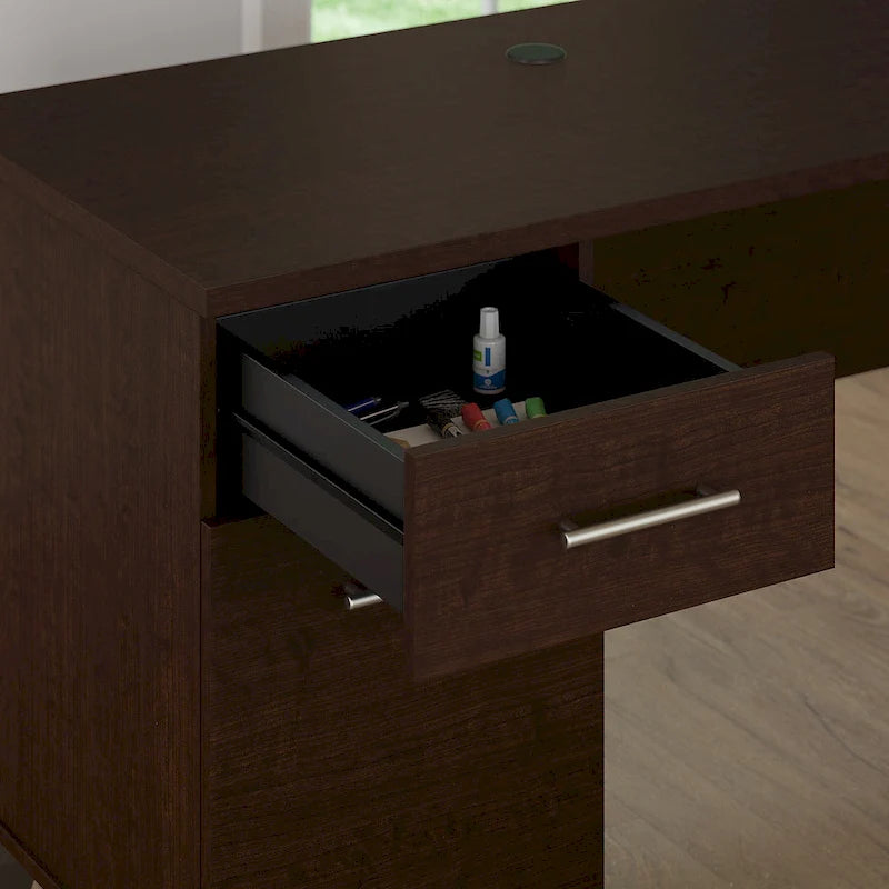 Somerset 72W Office Desk with Hutch and 5 Shelf Bookcase in Ash Gray