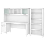 Somerset 72W Office Desk with Hutch and 5 Shelf Bookcase in Ash Gray