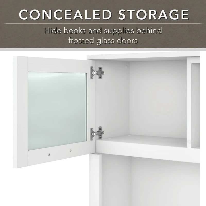 Somerset 72W Office Desk with Hutch and 5 Shelf Bookcase in Ash Gray