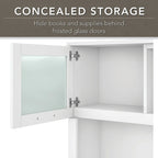 Somerset 72W Office Desk with Hutch and 5 Shelf Bookcase in Ash Gray