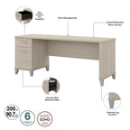 Somerset 72W Office Desk with Hutch and 5 Shelf Bookcase in Ash Gray
