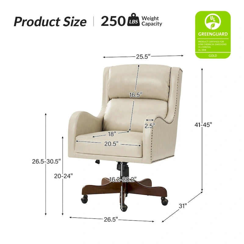 Pete Faux Leather Adjustable Height Swivel Executive Chair with Tilt Mechanism by HULALA HOME