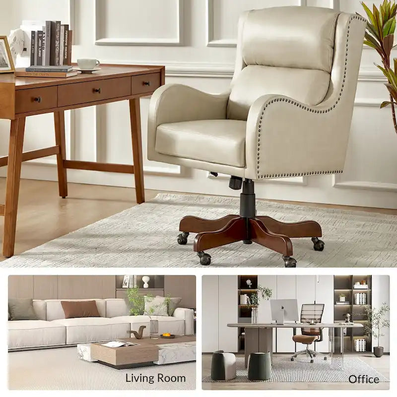 Pete Faux Leather Adjustable Height Swivel Executive Chair with Tilt Mechanism by HULALA HOME