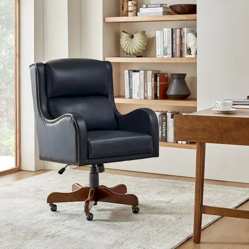 Pete Faux Leather Adjustable Height Swivel Executive Chair with Tilt Mechanism by HULALA HOME