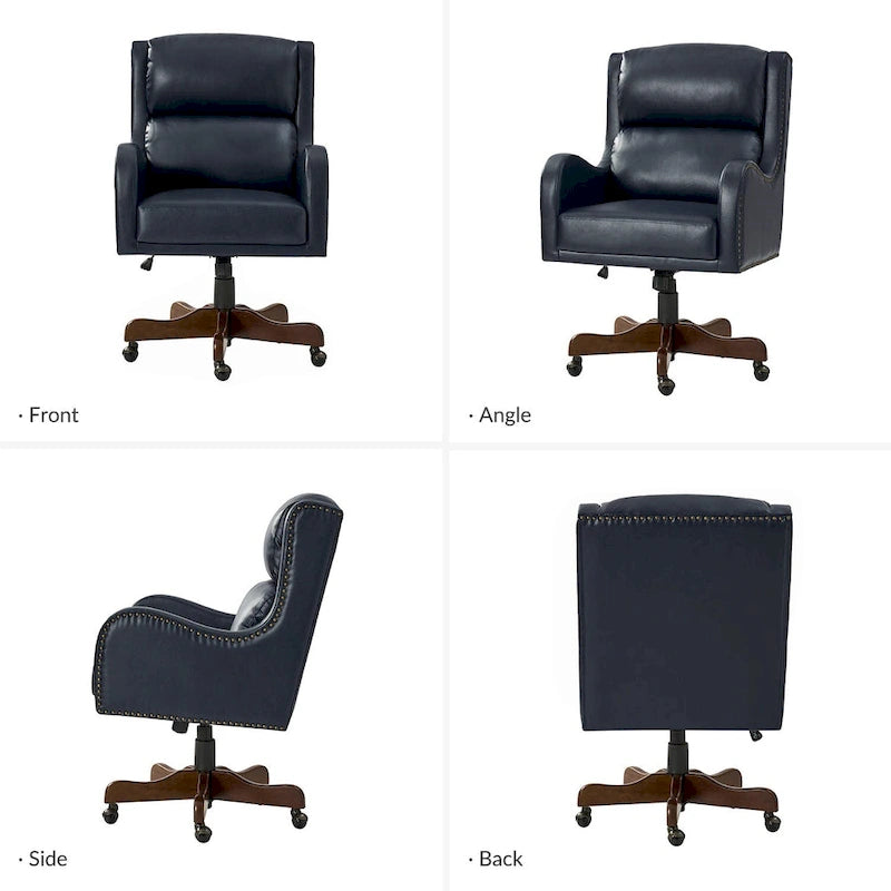 Pete Faux Leather Adjustable Height Swivel Executive Chair with Tilt Mechanism by HULALA HOME