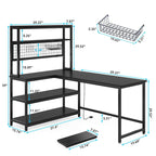 L-Shaped Computer Desk Reversible Corner Desk with Wireless Charging 9 Storage Shelves and Bookshelf for Home Office