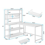 L-Shaped Computer Desk Reversible Corner Desk with Wireless Charging 9 Storage Shelves and Bookshelf for Home Office