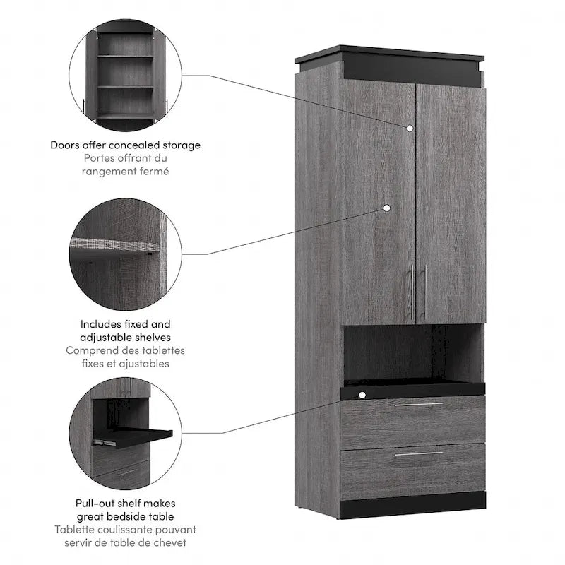 Orion Tall Storage Cabinet with Drawers and Pull-Out Shelf by Bestar