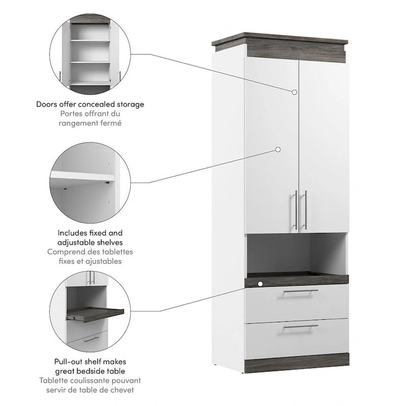 Orion Tall Storage Cabinet with Drawers and Pull-Out Shelf by Bestar