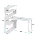 L-Shaped Rotating Computer Desk with 5 Shelves Bookshelf