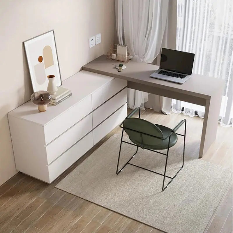 97.63  Modern Home Office Expandable Dresser Desk Combo with 6 Drawers