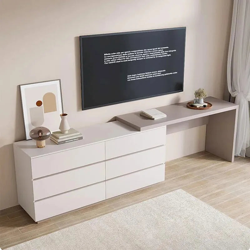 97.63  Modern Home Office Expandable Dresser Desk Combo with 6 Drawers