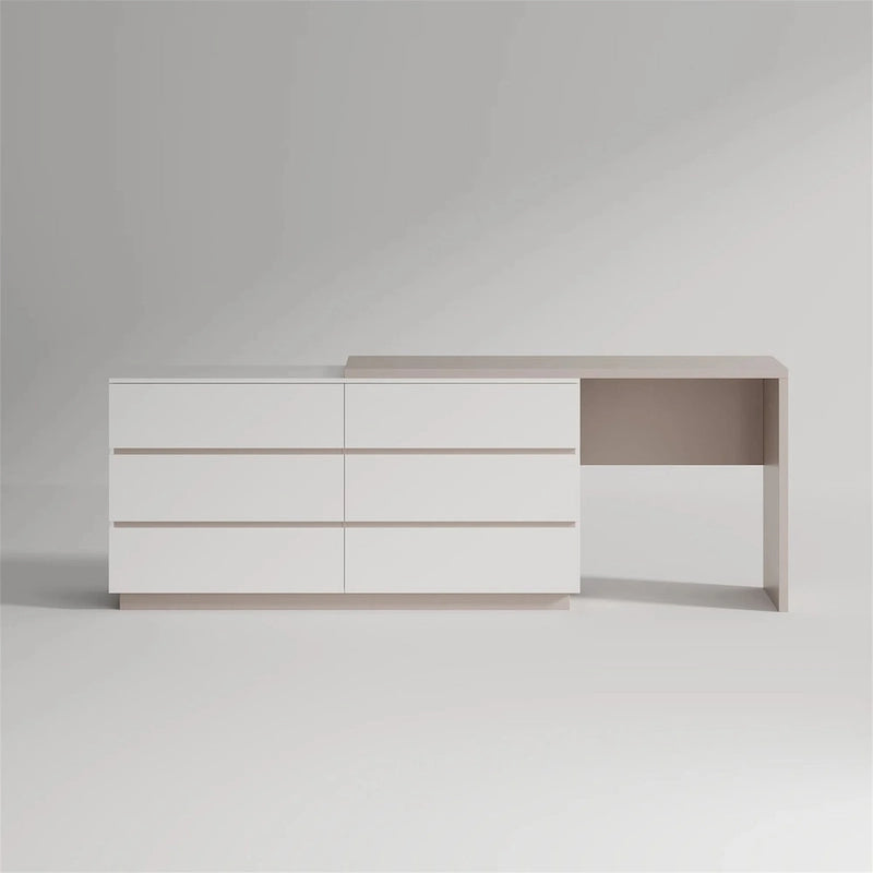 97.63  Modern Home Office Expandable Dresser Desk Combo with 6 Drawers
