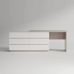 97.63  Modern Home Office Expandable Dresser Desk Combo with 6 Drawers