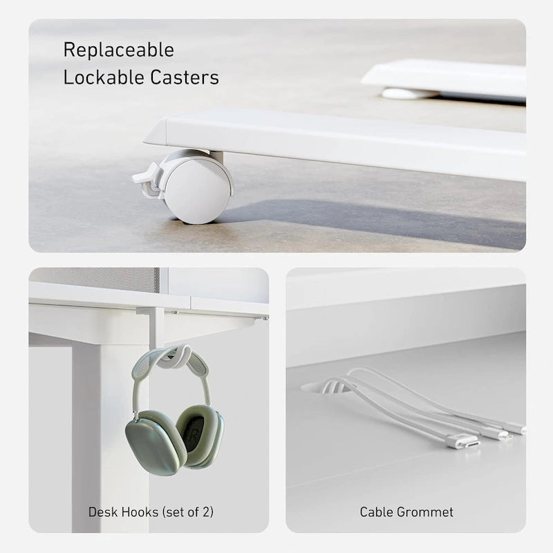 FEZIBO Sturdy Height Adjustable Electric Standing Desk with Drawers, Stand Up Table with Large Storage Shelf, Sit Stand Desk