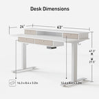 FEZIBO Sturdy Height Adjustable Electric Standing Desk with Drawers, Stand Up Table with Large Storage Shelf, Sit Stand Desk