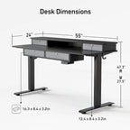 FEZIBO Sturdy Height Adjustable Electric Standing Desk with Drawers, Stand Up Table with Large Storage Shelf, Sit Stand Desk
